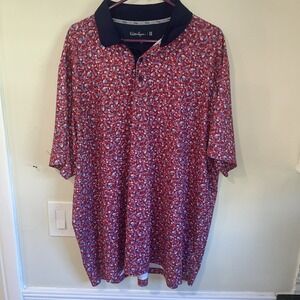 Walter Hagen USA Polo Red Multi Men Golf Shirt Liberty Ditsy 2XL